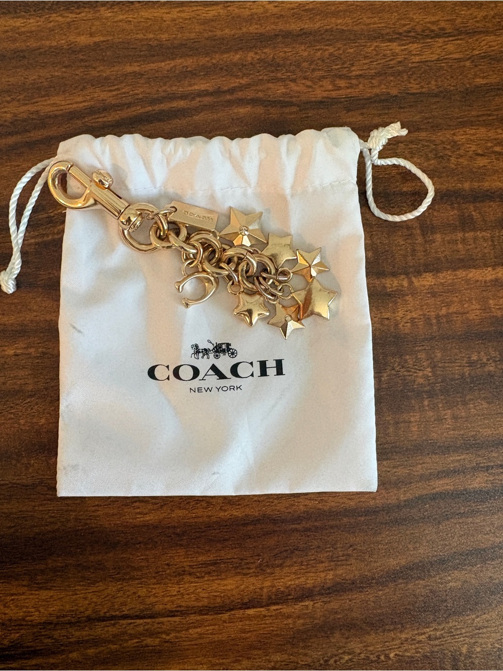 Coach Gold Star Bag Charm & Dust Bag